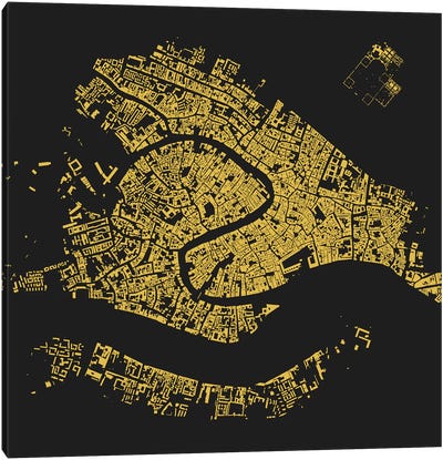 Venice Urban Map (Yellow) Canvas Art Print - Industrial Décor
