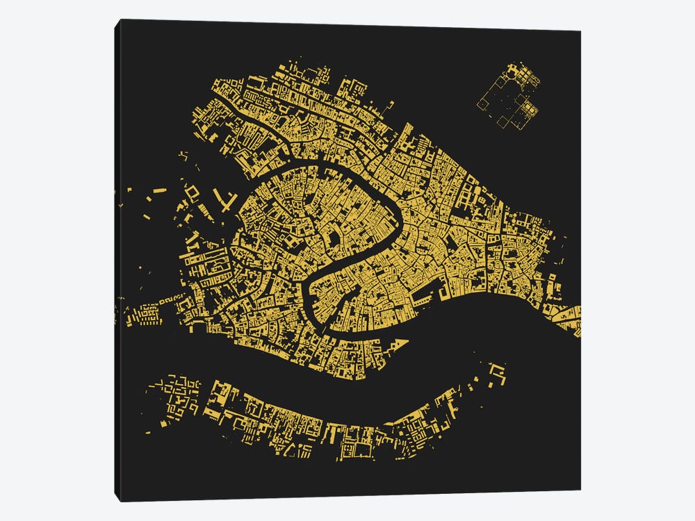 Venice Urban Map (Yellow) by Urbanmap 1-piece Art Print