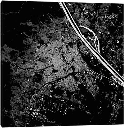 Vienna Urban Map (Black) Canvas Art Print - Urban Maps