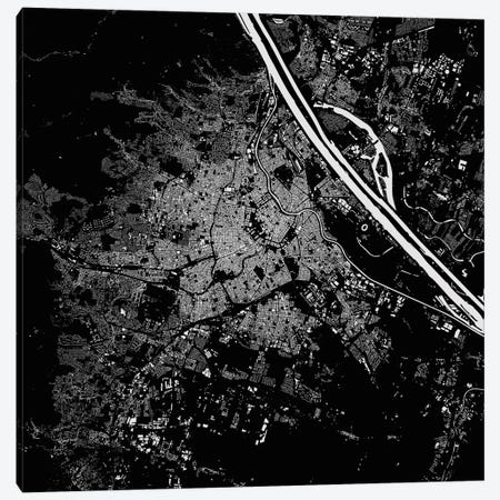 Vienna Urban Map (Black) Canvas Print #ESV385} by Urbanmap Art Print