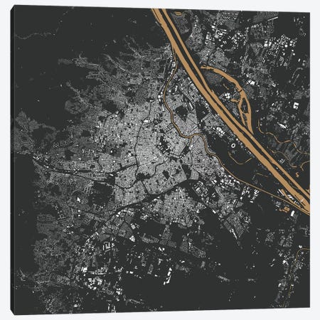 Vienna Urban Map (Gold) Canvas Print #ESV387} by Urbanmap Art Print