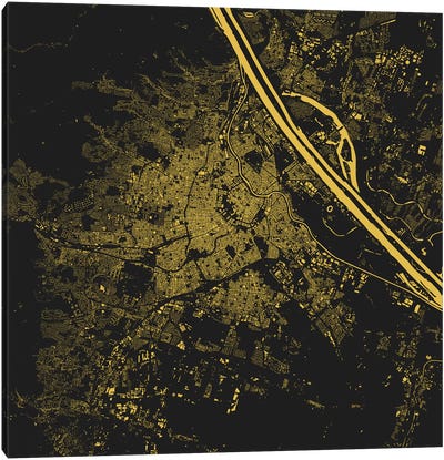 Vienna Urban Map (Yellow) Canvas Art Print - Urban Maps