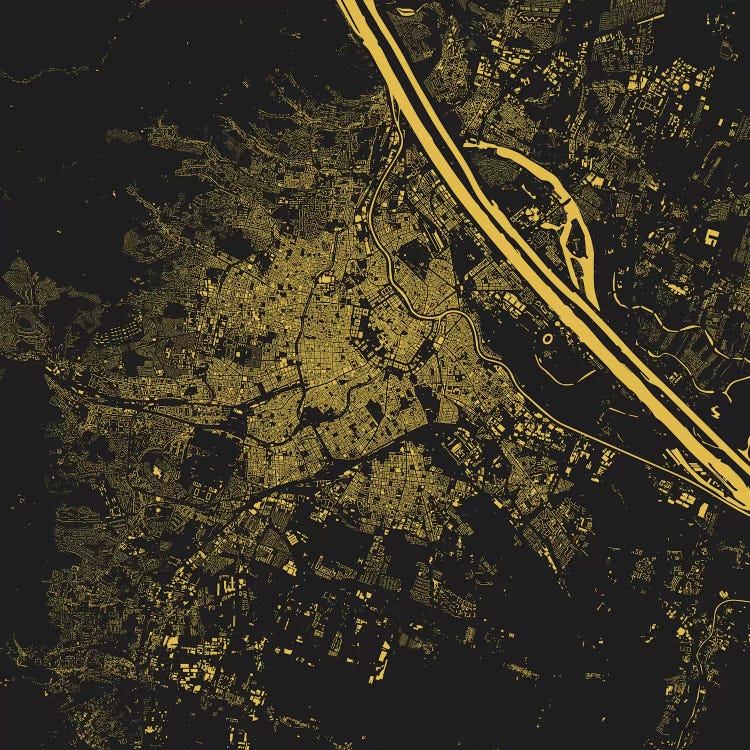 Vienna Urban Map (Yellow) by Urbanmap wall art