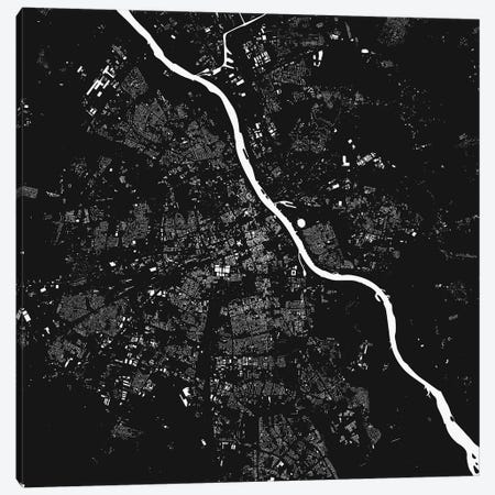 Warsaw Urban Map (Black) Canvas Print #ESV403} by Urbanmap Canvas Art Print