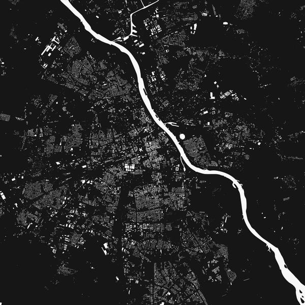 Abstract: Warsaw Urban Map (Black) by Urbanmap