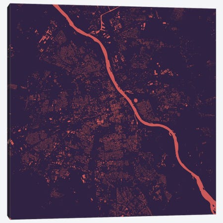 Warsaw Urban Map (Purple Night) Canvas Print #ESV408} by Urbanmap Canvas Art Print