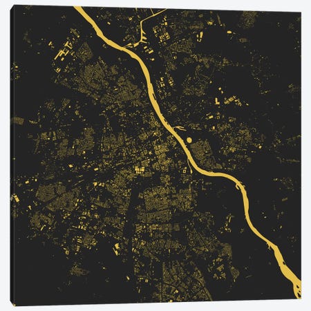 Warsaw Urban Map (Yellow) Canvas Print #ESV411} by Urbanmap Canvas Wall Art
