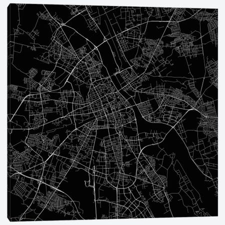 Warsaw Urban Roadway Map (Black) Canvas Print #ESV412} by Urbanmap Canvas Artwork