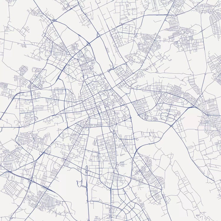 Warsaw Urban Roadway Map (Blue) by Urbanmap wall art