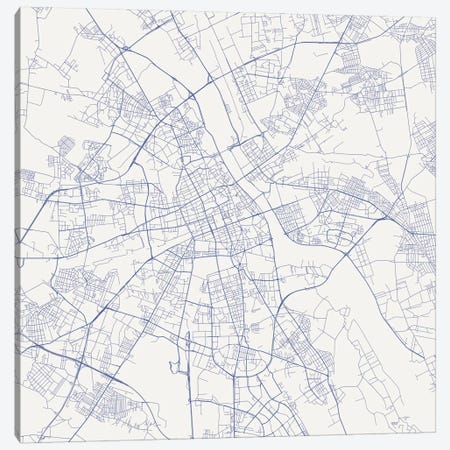 Warsaw Urban Roadway Map (Blue) Canvas Print #ESV413} by Urbanmap Canvas Artwork