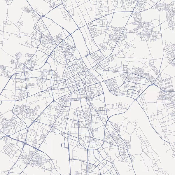 Abstract: Warsaw Urban Roadway Map (Blue) by Urbanmap