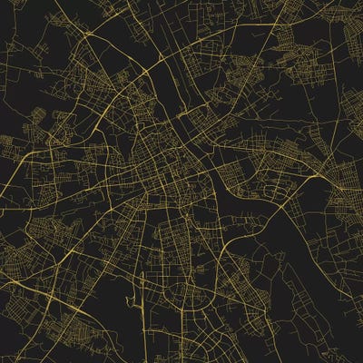 Warsaw Urban Roadway Map (Yellow) by Urbanmap art print