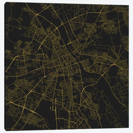 Warsaw Urban Roadway Map (Yellow) Canvas Print #ESV420} by Urbanmap Canvas Print