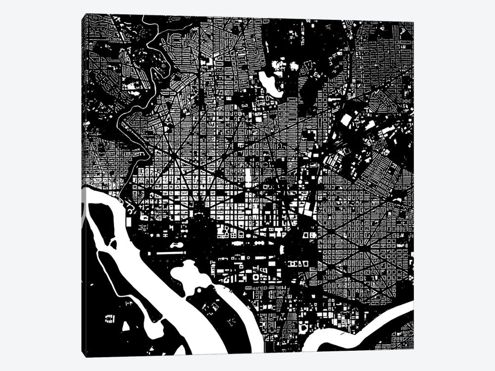 Washington D.C. Urban Map (Black) by Urbanmap 1-piece Art Print