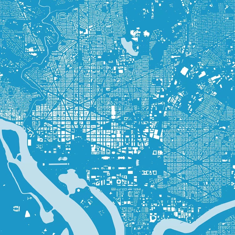 Washington D.C. Urban Map (Blue) by Urbanmap wall art