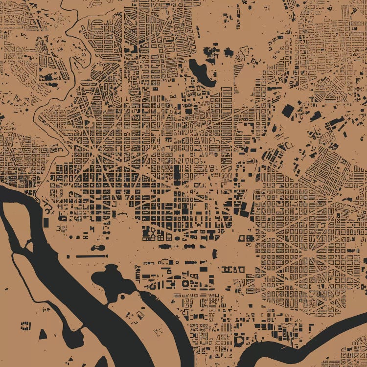 Washington D.C. Urban Map (Gold)