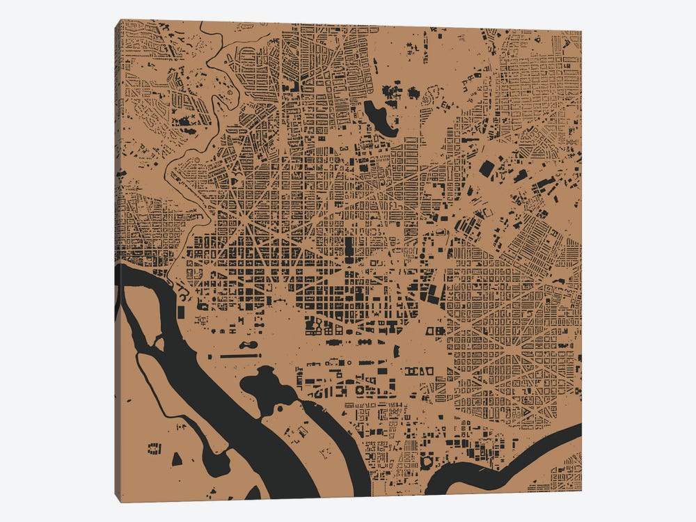 Washington D.C. Urban Map (Gold) by Urbanmap 1-piece Art Print