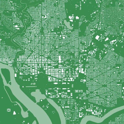 Washington D.C. Urban Map (Green) by Urbanmap canvas print