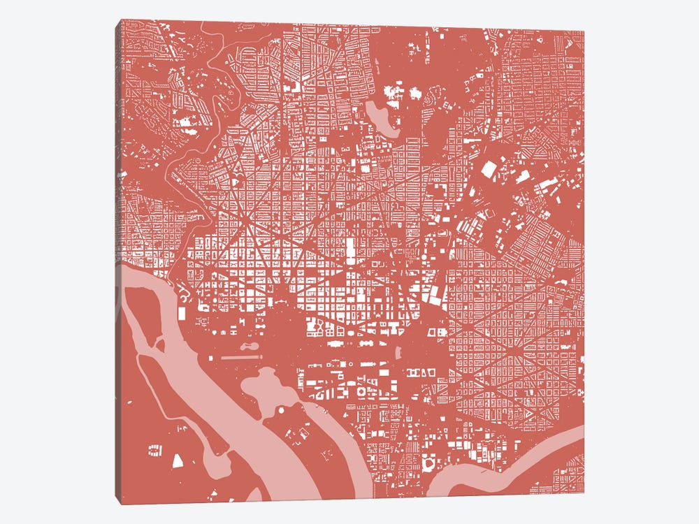 Washington D.C. Urban Map (Pink) by Urbanmap 1-piece Art Print