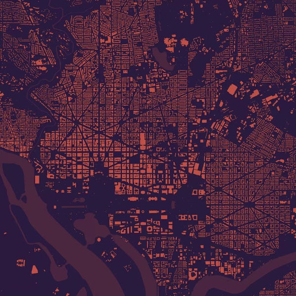 Washington, D.C. Maps: Washington D.C. Urban Map (Purple Night) by Urbanmap