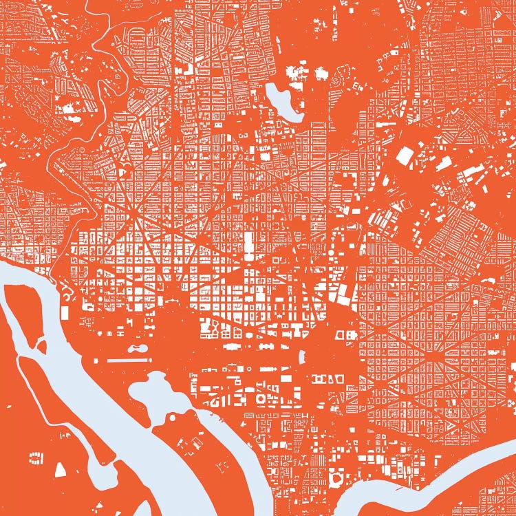 Washington D.C. Urban Map (Red) by Urbanmap wall art