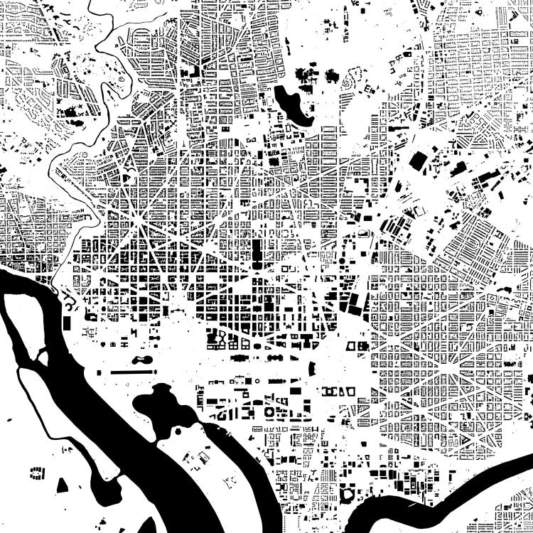 Washington D.C. Urban Map (White) by Urbanmap wall art