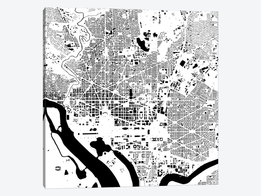 Washington D.C. Urban Map (White) by Urbanmap 1-piece Canvas Art