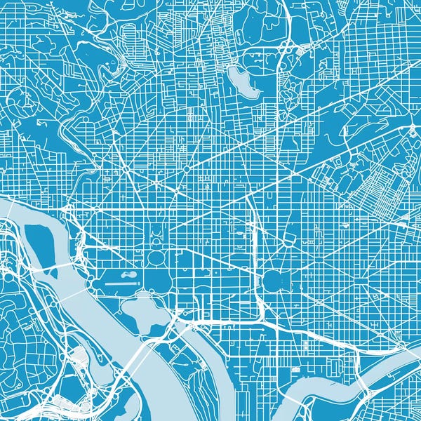 Washington, D.C. Maps: Washington D.C. Urban Roadway Map (Blue) by Urbanmap
