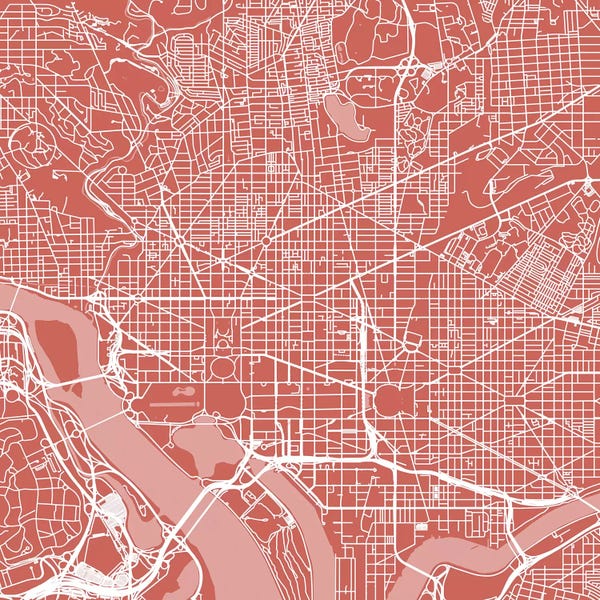 Washington, D.C. Maps: Washington D.C. Urban Roadway Map (Pink) by Urbanmap