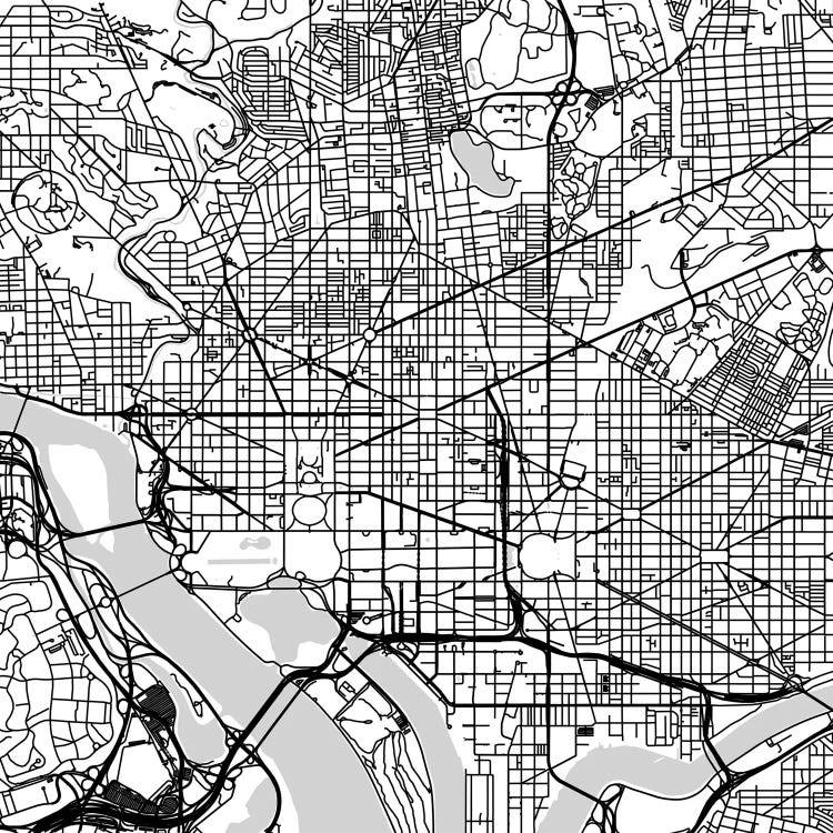 Washington D.C. Urban Roadway Map (White)