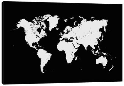 World Urban Map (Black) Canvas Art Print - Black & White Decorative Art