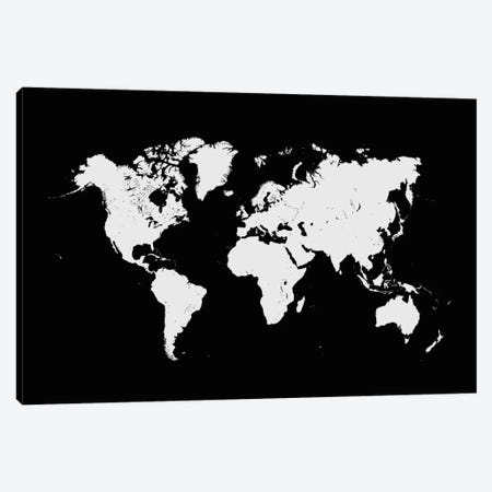 World Urban Map (Black) Canvas Print #ESV439} by Urbanmap Canvas Artwork