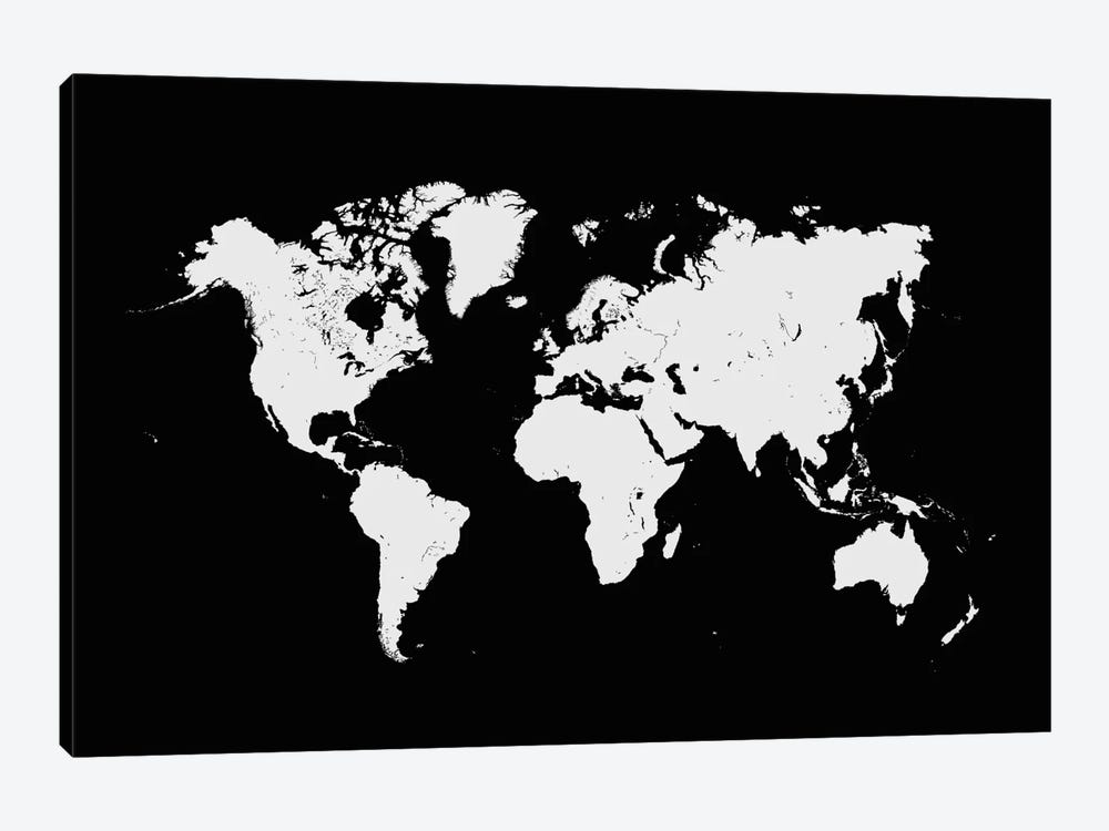 World Urban Map (Black) by Urbanmap 1-piece Canvas Artwork