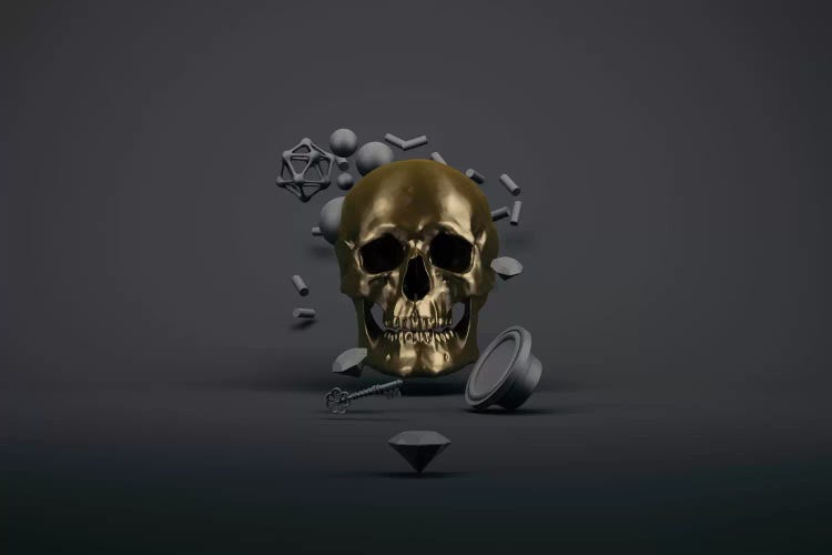 Golden skull by Evgenij Soloviev wall art
