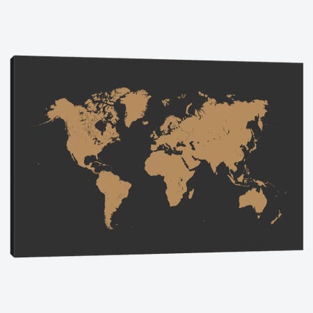 World Urban Map (Gold) Canvas Print #ESV441} by Urbanmap Art Print