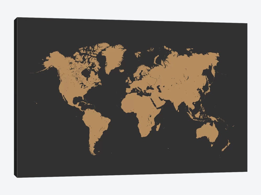 World Urban Map (Gold) by Urbanmap 1-piece Canvas Print