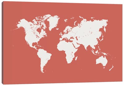 World Urban Map (Pink) Canvas Art Print - Urbanmap