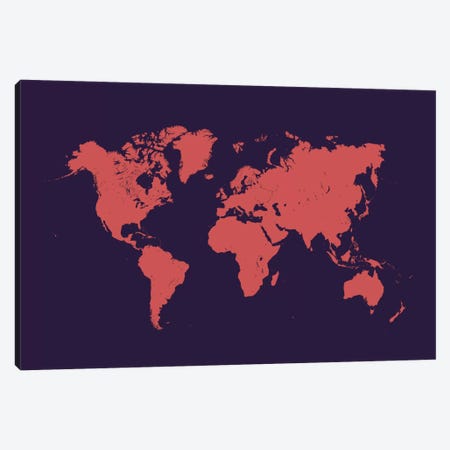 World Urban Map (Purple Night) Canvas Print #ESV444} by Urbanmap Canvas Artwork