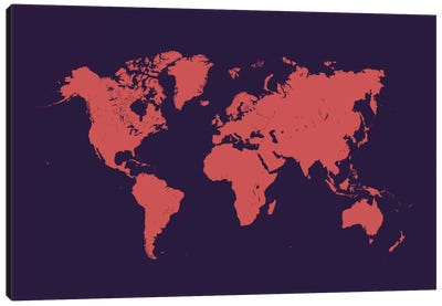 World Urban Map (Purple Night) Canvas Art Print - Indigo Art