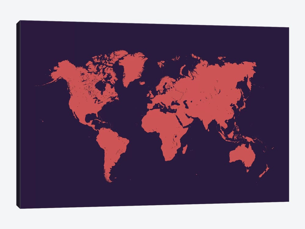 World Urban Map (Purple Night) by Urbanmap 1-piece Canvas Wall Art