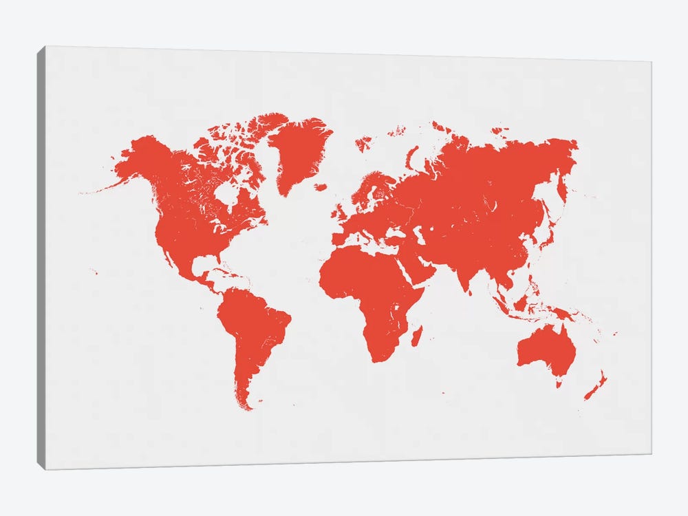 World Urban Map (Red) by Urbanmap 1-piece Art Print