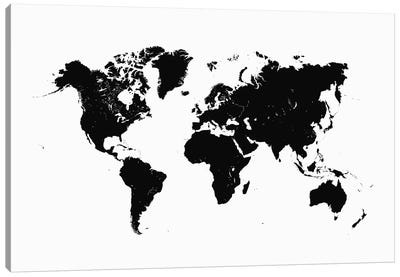 World Urban Map (White) Canvas Art Print - Minimalist Maps