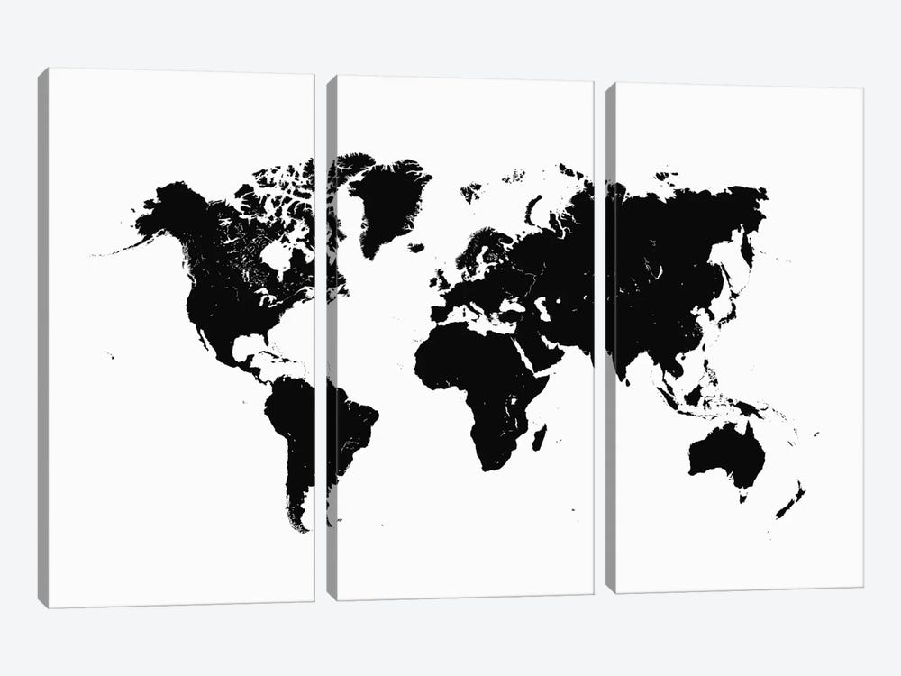 World Urban Map (White) by Urbanmap 3-piece Canvas Artwork