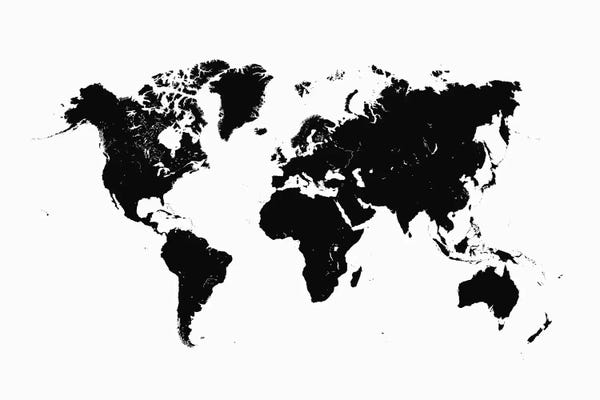 Large Map Art - Canvas Prints: World Urban Map (White) by Urbanmap