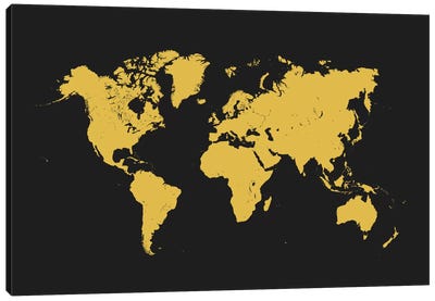 World Urban Map (Yellow) Canvas Art Print - Urbanmap