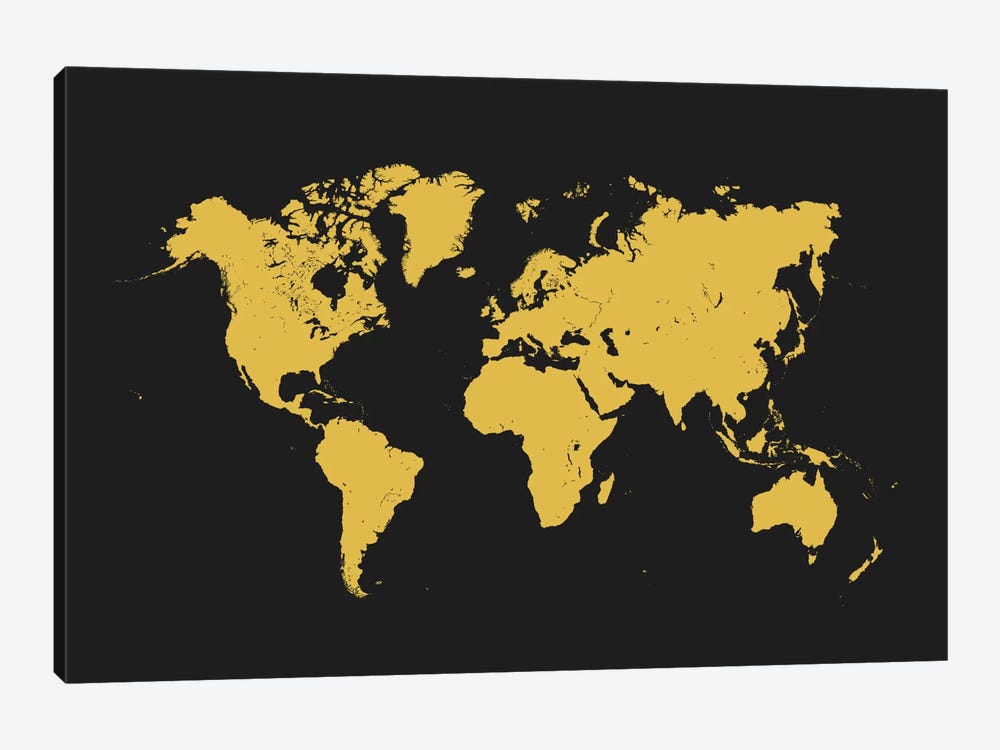 World Urban Map (Yellow) by Urbanmap 1-piece Canvas Art Print