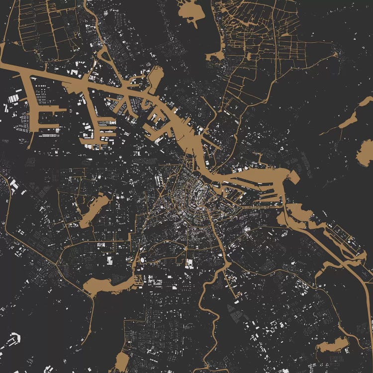 Amsterdam Urban Map (Black & Gold)