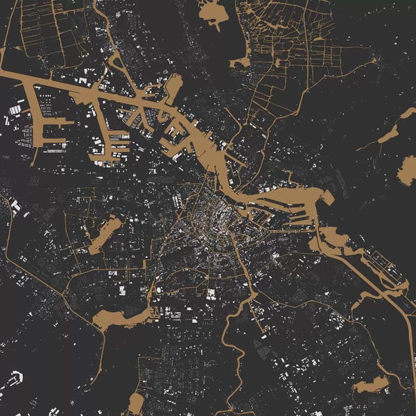 Netherlands: Amsterdam Urban Map (Black & Gold) by Urbanmap