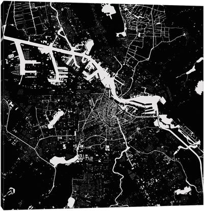 Amsterdam Urban Map (Black) Canvas Art Print - Amsterdam Maps