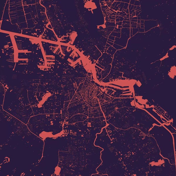 Amsterdam: Amsterdam Urban Map (Purple Night) by Urbanmap
